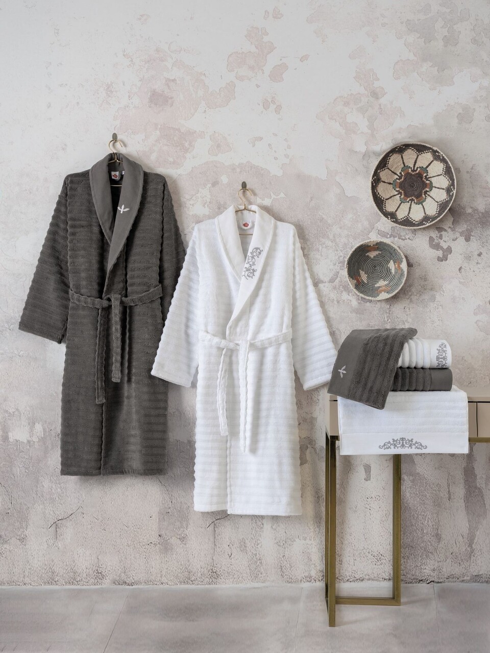 Set de baie Family, L'essentiel Maison, Genny, Alb / Antracit - imagine 4